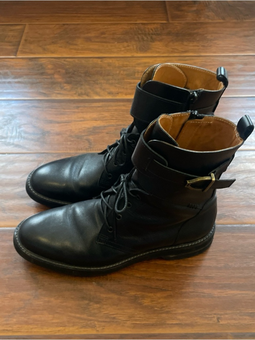 Men's Black Leather Lace-Up Ankle Boots Lucchese Classic Combat Style